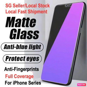 [SG ] Full Coverage Matte Anti Blue Light Glass for iPhone 15 Pro Max 15 14 13 Anti Blue Light iPhone Tempered Glass iPhone Screen Protector