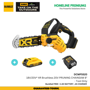 DEWALT DCMPS520N-XJ DEWALT 20V PRUNING CHAINSAW 8". BARE tool only + FREE 2.0AH BATTERY + Charger