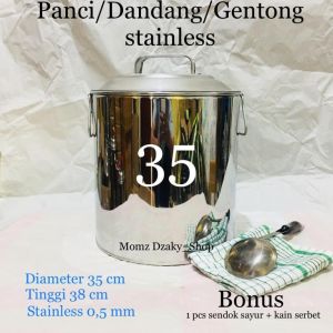 Panci stainles uk 35 / Dandang Stainles / Panci Bubur / Panci Bakso / Tong Air / Gentong Stainles / Oblong / Panci air / Panci Rebus / Dandang Jumbo / Bisa Cod / Panci
