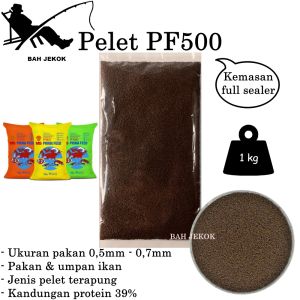 Pelet PF500 Pakan Ikan Hias Kecil Bibit Cupang Koi Guppy Kura Kura Kolam & Akuarium (1kg)