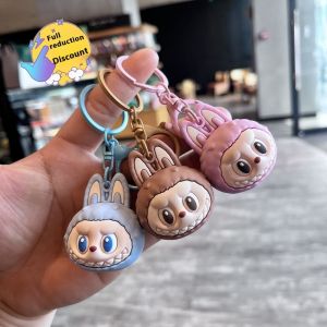 ASRV Cute Cartoon Rabbit Keychain Creative 3D Bunny Pendant for Bag Accessories