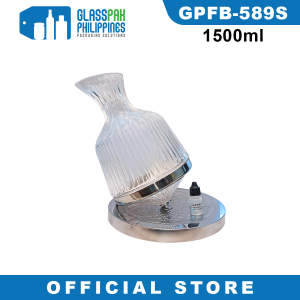 Glasspak 1500ml Rotating Wine Decanter Silver And Gold Color Empty Glass Wine Dispenser Drinkware Alcohol Pitcher Beer Container Glass Bar Decoration Unique Style Alcohol Dispenser Drinkware Beverage Ware