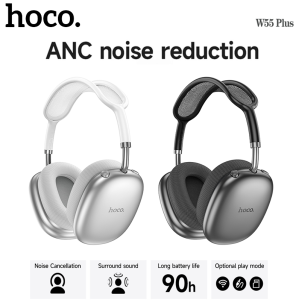 【Use time: 90 hours】HOCO W55 Plus Wireless Headphones ANC Noise Reduction Bluetooth Headphones BT5.4 Stereo Sports Earphone With Mic Super Long Battery Life Support AUX For All Smartphones Universal