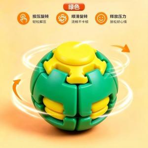 Mainan Bola Putar 🌈 Colorful Spinning Ball Light Up Press & Spin Stress Relief Fidget Toy Kids Gift