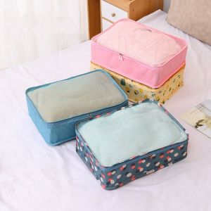 TRYANY ระบบลูกบาศก์ กระเป๋าเก็บเสื้อผ้าสำหรับเดินทาง จุได้มาก ผ้าอ๊อกซ์ฟอร์ด ที่จัดเก็บเสื้อผ้า แบบพกพาได้ กันน้ำกันน้ำได้ ตัวจัดระเบียบกระเป๋าเดินทาง บ้านในบ้าน