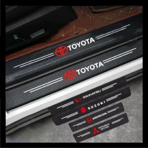 5pcs/4pcs/1pcs Sticker Pelindung Sill Plate Stiker Mobil 3D Carbon Fiber Untuk Toyota Honda DLL Stiker Pelindung Pijakan Lantai Pintu Mobil Bahan Serat Karbon Anti Gores Universal