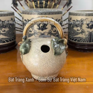 Bình vôi men rạn Bát Tràng - Bình đựng vôi phong thuỷ - Bình đựng vôi ăn trầu thắp hương
