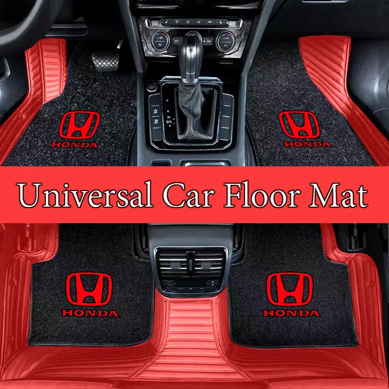 thumbnail image 2 of Custom PU Leather Car Floor Mats For Honda Civic, CR-V, Fit, Pilot – 4Pcs With Clips 2 of 3