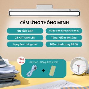 Đèn học để bàn bảo vệ mắt tích điện có remote đèn led gắn bàn học tích điện đa năng bảo vệ mắt điều chỉnh xoay 80 độ