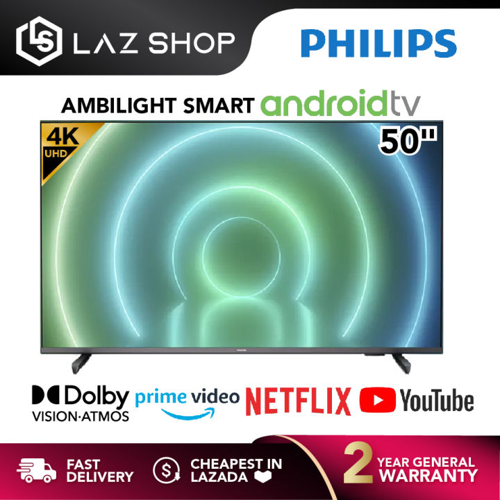 Philips 50 Inch 3-Sided Ambilight 4K UHD Android TV 50PUT7906
