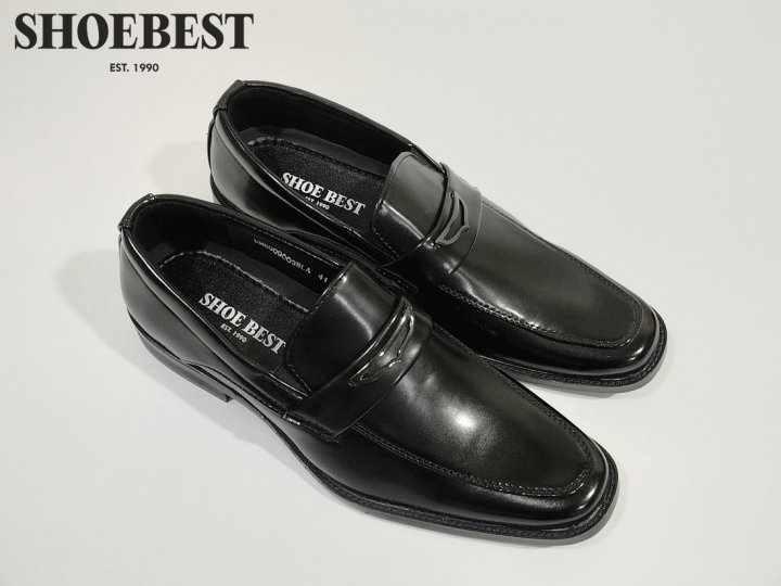 Shoebest Black Leather Formal School Shoes for Men 