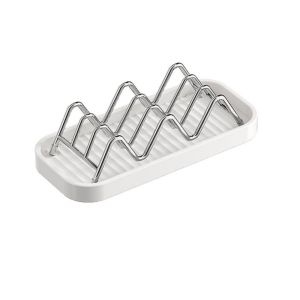 FOUNDTWO Stainless Steel W Shaped Soap Holder 2/3 Grids Non-slip Soap Storage Rack Durable Space Saving W-Shaped Taco Holder for Kitchen