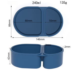 Silicone Reusable Snack Containers with Lids Double Compartment Snack Box Portable Silicone Food Storage Box