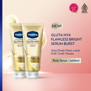 Vaseline Gluta-Hya Body Serum Flawless Bright 330ml x2