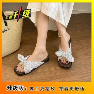 Free Shipping Stylish Thick-Soled Bowknot Flip-Flops For Women New Summer Outdoor Wear Versatile Soft-Soled Slippers Perfect With Dresses WomenS Sandals