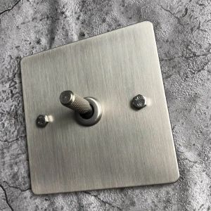 Kirilgu ⋔Industrial Style Stainless Steel Knurled Toggle Wall Switch 1/2/3/4 Gang 86 Type Surface Mount Retro Light Switch Z1H5K