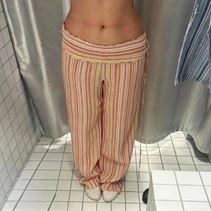 Striped Wide Leg Pants Women Wavy Hem Trousers Scalloped Edge Casual Loose Pants Wear Baggy Trendy Aesthetic Pants Streetwear2026