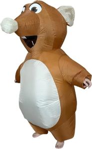 Inflatable Grey Mouse Costume Funny Animal Fancy Dress Outfit Halloween Party Cosplay Jumpsuit for Men and Women