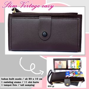 Dompet Wanita Kulit Suede Kartu Slim Vertage Eazy