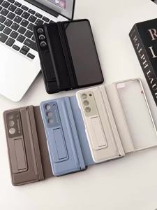 Samsung Phone Case for Galaxy Z Fold4/Z FOLD5 Leather Waterproof Anti-Fingerprint Anti-Scratch Dustproof Non-Slip Half-Wrapped
