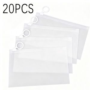 20pcs Carry-On Zipper Bag Waterproof Pouch Essential For Traveling Transparent Bag Frosted Zipper Storage Bag
