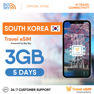 South Korea Travel eSIM - 3GB to 20GB (5 to 30 days validity) - High - Speed Internet - Powered by Big Sky