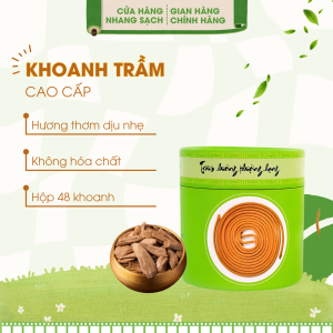 Nhang Vòng Trầm Hương Nhang Xanh Hộp 90g ~48 Vòng – Cháy 3 Giờ Yoga Thư Giãn – Thơm Phòng Ngủ