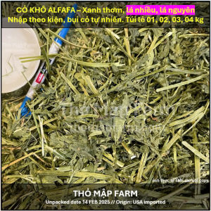 Cỏ Alfafa cho Thỏ Bọ Ú Chinchilla 1kg cỏ khô Alfafa khui kiện 95% lá full lá xanh thơm lọc bụi