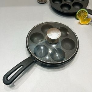 Khuôn gang làm bánh khọt 7- 9 lỗ có tay cầm nắp kính ( dùng được bếp từ)