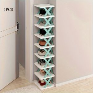 1pc Space-Saving Foldable Shoe Rack with Double Row Design for RVs Bathrooms and Dorms - Durable Blue PVC Plastic Compact and Portable Storage Box Shoe Storage Organizer