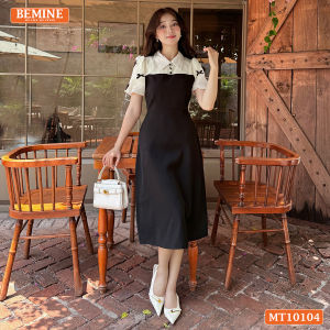 [DUY NHẤT 25-29.10-VOUCHER 40K]Đầm thiết kế BEMINE cổ đức tay phồng đính nơ dáng chữ A phù hợp đi làm đi chơi-MT10104