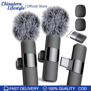 Portable Audio Recording Mic Type-C Charging Mini Microphone System Noise Canceling 2.4G Intelligent Microphone for iPhone Computer Tablet Camera