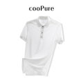 Áo thun polo cooPure màu trắng cotton extra spandex, thiết kế basic (APLBBM588TH). 