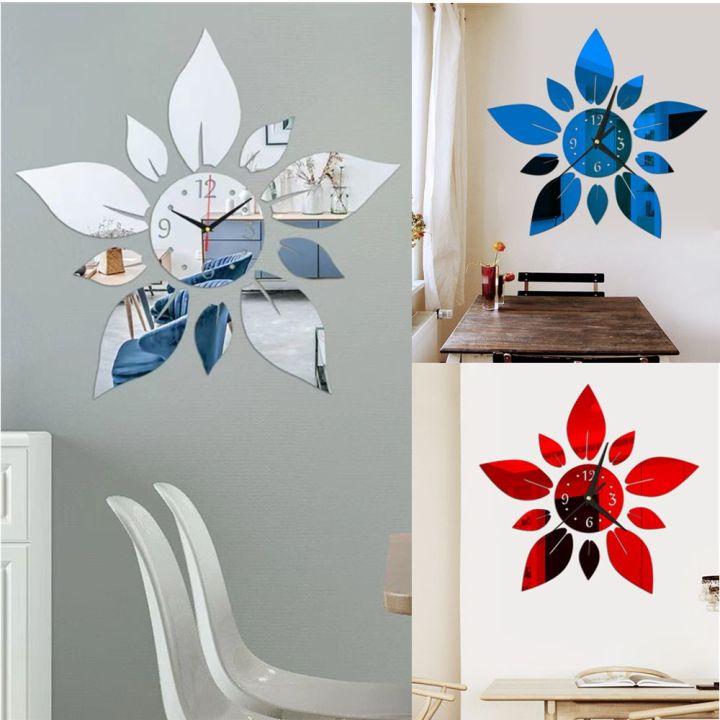 【OMQAIO】Large flowers 3D Acrylic Wall Clocks Modern Design Luxury
