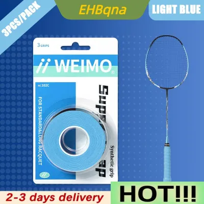 EHBqna 3pcs Pack Badminton Hand Rubber Wrap Around Handle With Anti-Slip Sweatband Grip Handle Leather Badminton Hand Rubber