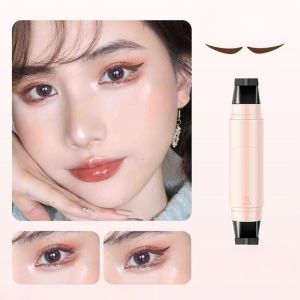 Dorisna Rotate Eyeliner Stamp Integrated Black Brown Dual-Tip DIY Eyeliner Wing Stencil Waterproof Smudge-proof Eyeliner