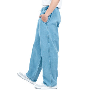 Gizmo - Baggy Pants Relaxed Jeans Pria Celana Baggy Blue Sandwash Gombrong Karet Pinggang Oversize Denim