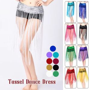 NOVELLEO Glitter Sequins Belly Dance Belt Long Tassel Creative Hip Scarf Skirt Boho Classic Belly Dance Hip Scarf Women Accessory