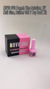 UV Nail Glue and Builder Gel 2 in 1 No Wipe Top Coat Kit for Predesigned French Tip Nail Tips NOVO OVO Super Strong Adhesive for Press on Nails 30+ Days Long Lasting Salon Effect Easy to Use