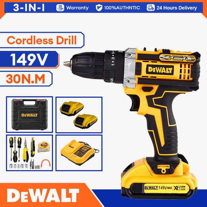 DeWalt 149V Cordless Impact Drill Heavy Duty Hand Drill Battery 30 PCS  Set Battery Rechargeable Screwdriver Impact Hammer Electtic Drill Set Japan 