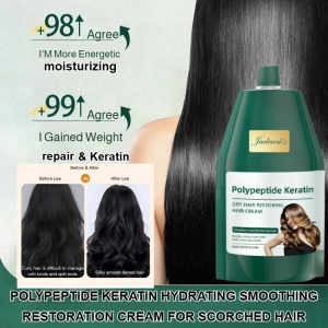 Keratin And Peptide Hair Repair Cream - Intense Frizz Control & Split End Treatment With Long Lasting Fragrance Post Chemical Service Recovery Curly Girl Method Approved Frizz Control Mask Keratin Hair Treatment Save Dry And Frizzy Hair
