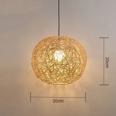 Bamboo Woven Lamp Retro Restaurant Hanging Lamp Creative Pot Lid Ceiling Chandelier Bar Tea Room Cafe Rattan Decorative Lamp
