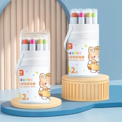 ล้างทำความสะอาดได้สีเทียนระบายน้ำ สีเทียนเด็กปลอดสารพิษ ซักได้ หมุนได้ ของเล่นระบายสี เสริมพัฒนาการเด็ก 12/18/24/36/48สี