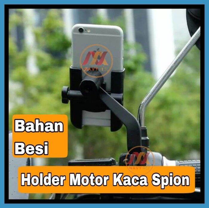 Gratis Ongkir Ht Holder Motor Kaca Spion Bahan Besi Metal Universal Holder Spion Hm Hitam