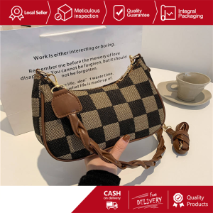Versatile Casual Checkerboard Shoulder Bag Messenger Bag