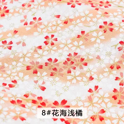 Kimono Bronzed Red Fabric Cotton Japanese Style Flower Pattern Fabric Home Textile Material
