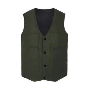 LZD Mens Vest Autumn and Winter Middle-Aged and Elderly Mens Waistcoat Dad Old Man Vest Multi-Pocket Loose-Fitting Vest