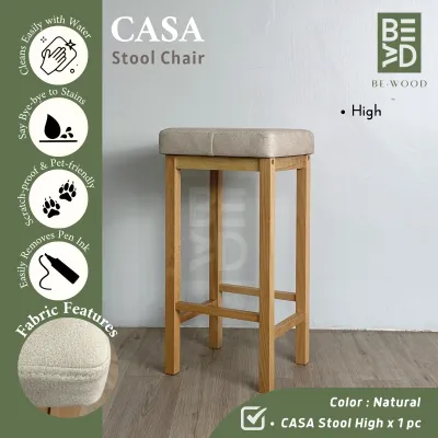 CASA Stool Chair With Cushion Chair Solid Wood Stool Dressing (BE WOOD)