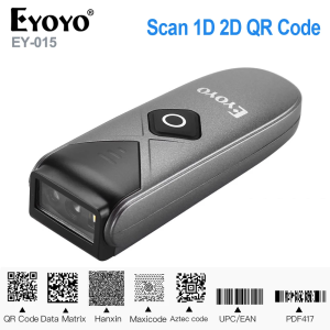 Eyoyo 1D 2D Barcode Scanner Via Bluetooth USB Wired & 2.4G Wireless Portable CCD Screen QR Bar Code Scan Reader