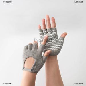 [COD] livestwef Women Anti-slip Yoga Gloves Cotton Fitness Half Finger Gloves Breathable Outdoor Cycling Bicycle Pilates Fishing Gloves